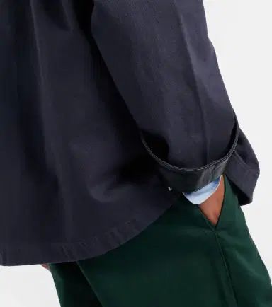 Miu Miu Leather-trimmed oversized cotton gabardine jacket | Thumbnail 6 Miu Miu Leather-trimmed oversized cotton gabardine jacket | Thumbnail 6