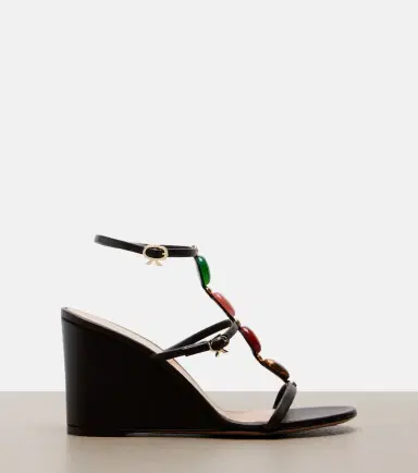 Gianvito Rossi Embellished leather wedge sandals | Thumbnail 3 Gianvito Rossi Embellished leather wedge sandals | Thumbnail 3