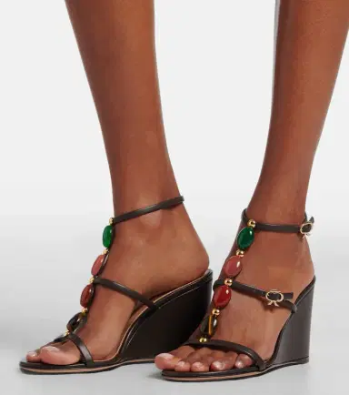 Gianvito Rossi Embellished leather wedge sandals | Thumbnail 6 Gianvito Rossi Embellished leather wedge sandals | Thumbnail 6