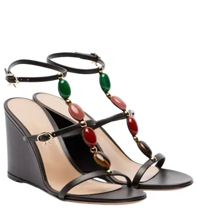 Gianvito Rossi Embellished leather wedge sandals | Thumbnail 1 Gianvito Rossi Embellished leather wedge sandals | Thumbnail 1