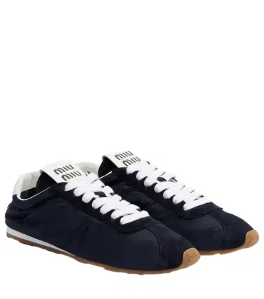 Miu Miu Plume suede-trimmed sneakers | Thumbnail 1 Miu Miu Plume suede-trimmed sneakers | Thumbnail 1