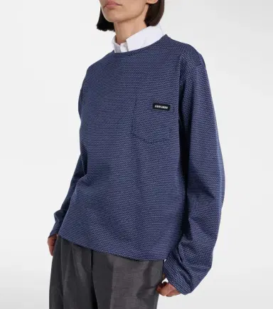 Miu Miu Striped jacquard cotton jersey T-shirt | Thumbnail 4 Miu Miu Striped jacquard cotton jersey T-shirt | Thumbnail 4