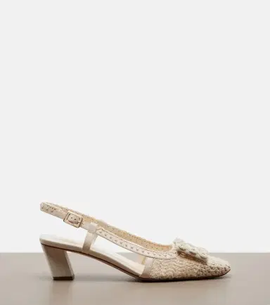 Roger Vivier Belle Vivier crochet and leather slingback pumps | Thumbnail 3 Roger Vivier Belle Vivier crochet and leather slingback pumps | Thumbnail 3