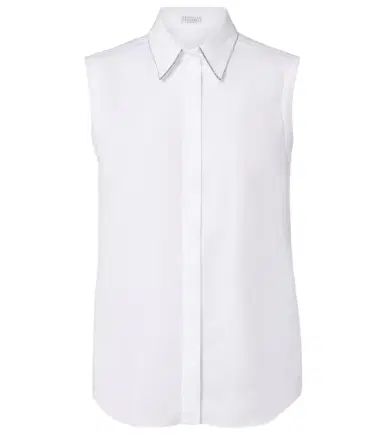 Brunello Cucinelli Monili cotton-blend top | Thumbnail 1 Brunello Cucinelli Monili cotton-blend top | Thumbnail 1