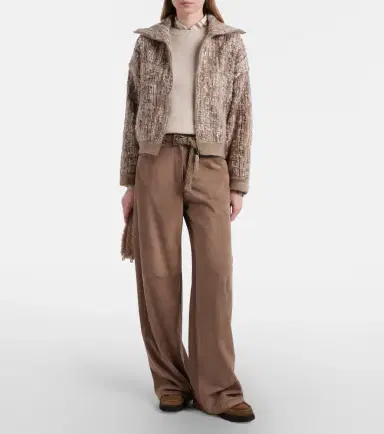 Brunello Cucinelli Suede wide-leg pants | Thumbnail 2 Brunello Cucinelli Suede wide-leg pants | Thumbnail 2