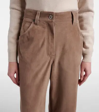 Brunello Cucinelli Suede wide-leg pants | Thumbnail 3 Brunello Cucinelli Suede wide-leg pants | Thumbnail 3