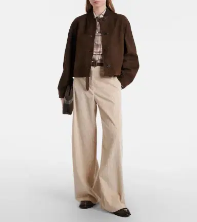 Brunello Cucinelli Cropped suede jacket | Thumbnail 2 Brunello Cucinelli Cropped suede jacket | Thumbnail 2