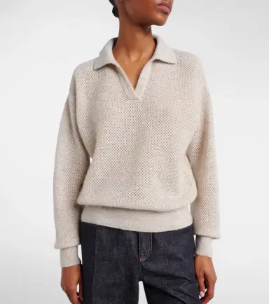 Brunello Cucinelli Open-knit polo sweater | Thumbnail 2 Brunello Cucinelli Open-knit polo sweater | Thumbnail 2