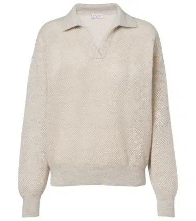 Brunello Cucinelli Open-knit polo sweater | Thumbnail 1 Brunello Cucinelli Open-knit polo sweater | Thumbnail 1