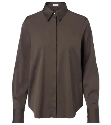 Brunello Cucinelli Monili cotton-blend poplin blouse | Thumbnail 1 Brunello Cucinelli Monili cotton-blend poplin blouse | Thumbnail 1
