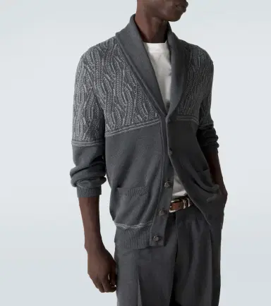 Brunello Cucinelli Jacquard cotton cardigan | Thumbnail 2 Brunello Cucinelli Jacquard cotton cardigan | Thumbnail 2