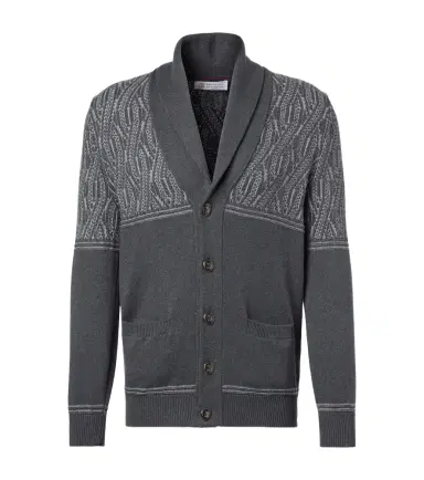 Brunello Cucinelli Jacquard cotton cardigan | Thumbnail 1 Brunello Cucinelli Jacquard cotton cardigan | Thumbnail 1