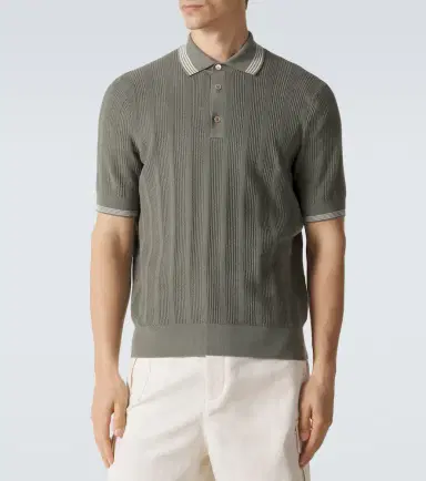 Brunello Cucinelli Ribbed-knit cotton polo shirt | Thumbnail 4 Brunello Cucinelli Ribbed-knit cotton polo shirt | Thumbnail 4