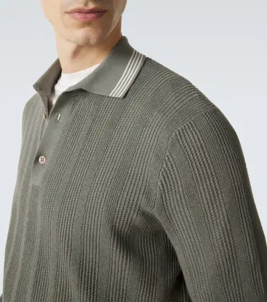 Brunello Cucinelli Ribbed-knit cotton polo shirt | Thumbnail 5 Brunello Cucinelli Ribbed-knit cotton polo shirt | Thumbnail 5