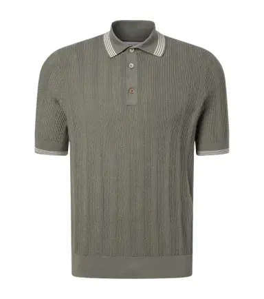 Brunello Cucinelli Ribbed-knit cotton polo shirt | Thumbnail 1 Brunello Cucinelli Ribbed-knit cotton polo shirt | Thumbnail 1