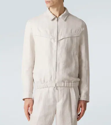 Brunello Cucinelli Striped linen blouson jacket | Thumbnail 2 Brunello Cucinelli Striped linen blouson jacket | Thumbnail 2