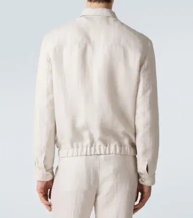 Brunello Cucinelli Striped linen blouson jacket | Thumbnail 4 Brunello Cucinelli Striped linen blouson jacket | Thumbnail 4