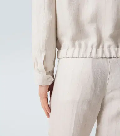 Brunello Cucinelli Striped linen blouson jacket | Thumbnail 5 Brunello Cucinelli Striped linen blouson jacket | Thumbnail 5