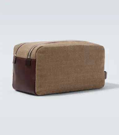 Brunello Cucinelli Leather-trimmed toiletry bag | Thumbnail 3 Brunello Cucinelli Leather-trimmed toiletry bag | Thumbnail 3