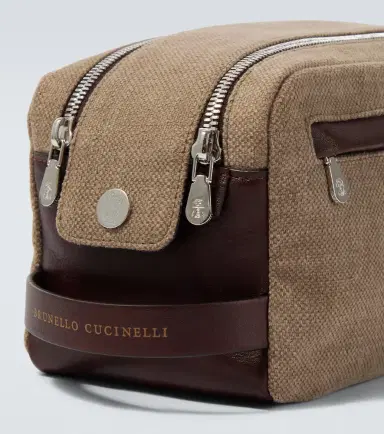 Brunello Cucinelli Leather-trimmed toiletry bag | Thumbnail 4 Brunello Cucinelli Leather-trimmed toiletry bag | Thumbnail 4