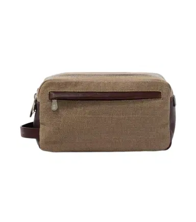 Brunello Cucinelli Leather-trimmed toiletry bag | Thumbnail 1 Brunello Cucinelli Leather-trimmed toiletry bag | Thumbnail 1