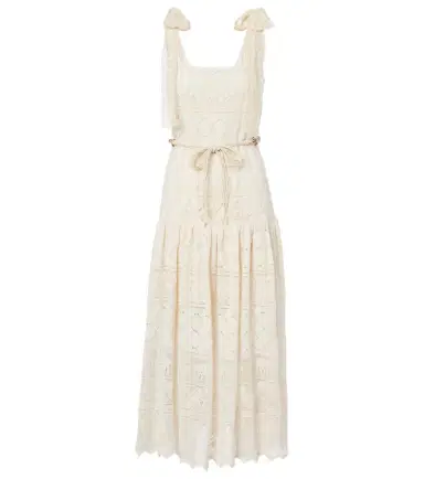Zimmermann Indra belted cotton lace midi dress | Thumbnail 1 Zimmermann Indra belted cotton lace midi dress | Thumbnail 1