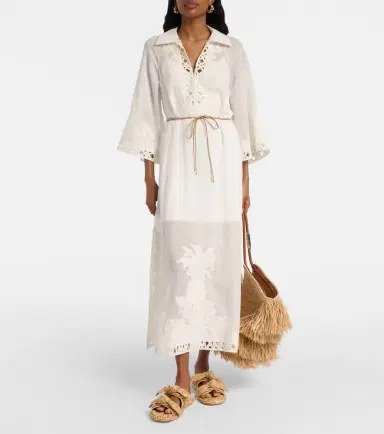 Zimmermann Indra embroidered ramie midi dress | Thumbnail 3 Zimmermann Indra embroidered ramie midi dress | Thumbnail 3