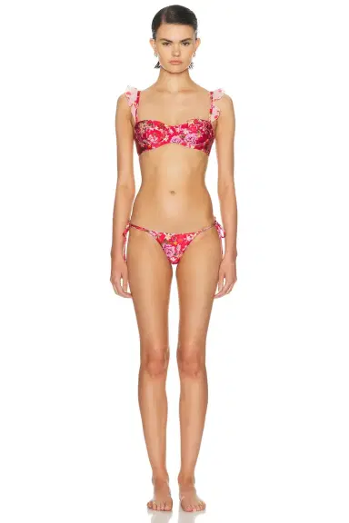 PatBO Peony Print Ruffle Bikini Top | Thumbnail 4 PatBO Peony Print Ruffle Bikini Top | Thumbnail 4