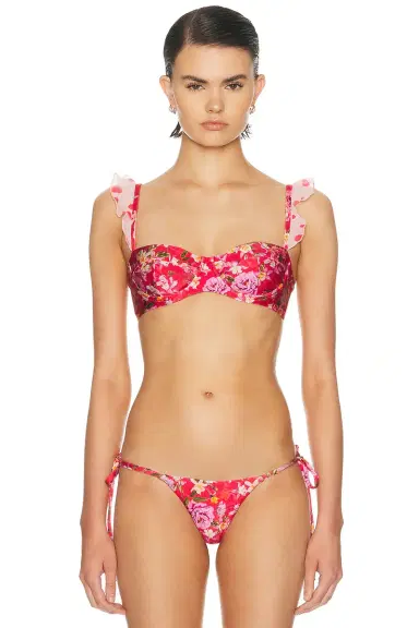 PatBO Peony Print Ruffle Bikini Top | Thumbnail 1 PatBO Peony Print Ruffle Bikini Top | Thumbnail 1