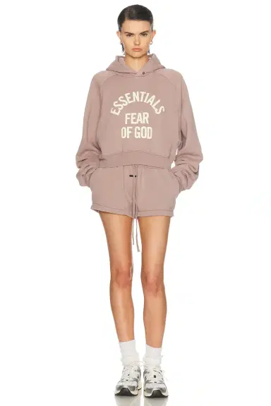 Fear of God Essentials Campus 90's Cropped Raglan Fleece Hoodie | Thumbnail 4 Fear of God Essentials Campus 90's Cropped Raglan Fleece Hoodie | Thumbnail 4