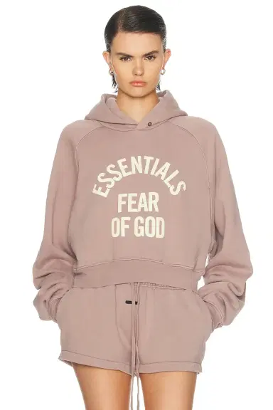 Fear of God Essentials Campus 90's Cropped Raglan Fleece Hoodie | Thumbnail 1 Fear of God Essentials Campus 90's Cropped Raglan Fleece Hoodie | Thumbnail 1