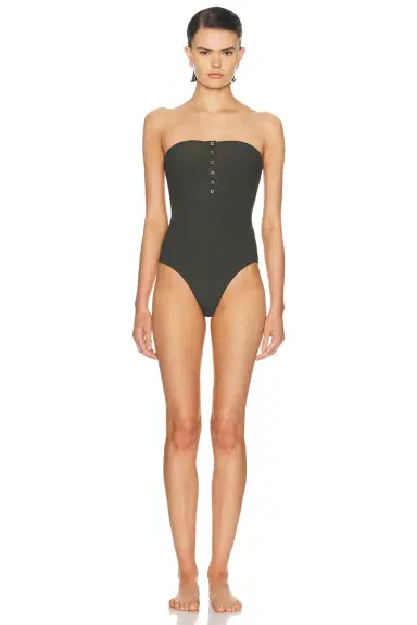 Toteme Ribbed Strapless One Piece Swimsuit | Thumbnail 1 Toteme Ribbed Strapless One Piece Swimsuit | Thumbnail 1