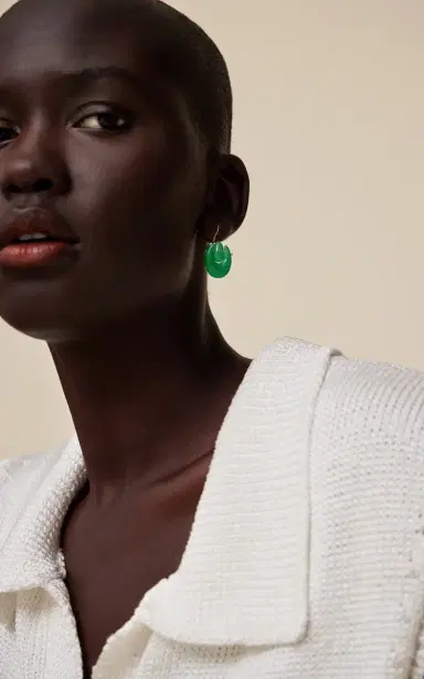 TEN THOUSAND THINGS Small O Keefe 18K Yellow Gold Chrysoprase Earrings | Thumbnail 3 TEN THOUSAND THINGS Small O Keefe 18K Yellow Gold Chrysoprase Earrings | Thumbnail 3