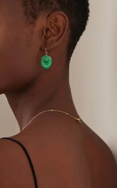 TEN THOUSAND THINGS Small O Keefe 18K Yellow Gold Chrysoprase Earrings | Thumbnail 4 TEN THOUSAND THINGS Small O Keefe 18K Yellow Gold Chrysoprase Earrings | Thumbnail 4