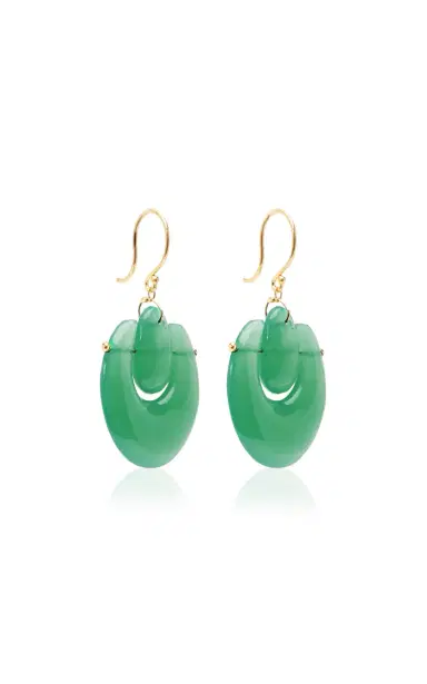TEN THOUSAND THINGS Small O Keefe 18K Yellow Gold Chrysoprase Earrings | Thumbnail 5 TEN THOUSAND THINGS Small O Keefe 18K Yellow Gold Chrysoprase Earrings | Thumbnail 5