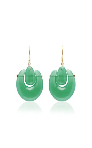 TEN THOUSAND THINGS Small O Keefe 18K Yellow Gold Chrysoprase Earrings | Thumbnail 6 TEN THOUSAND THINGS Small O Keefe 18K Yellow Gold Chrysoprase Earrings | Thumbnail 6
