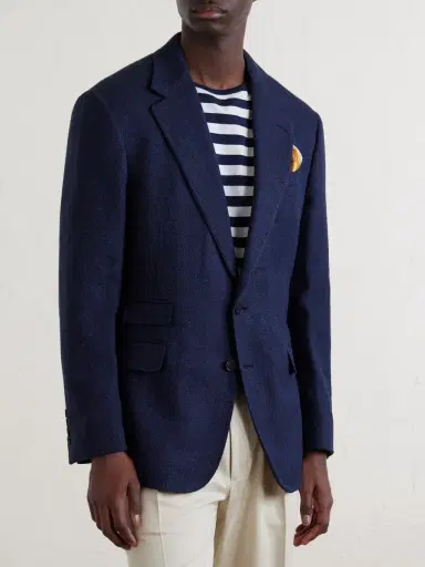 Ralph Lauren Purple Label Herringbone Cotton, Silk and Linen-Blend Blazer - Men | Thumbnail 3 Ralph Lauren Purple Label Herringbone Cotton, Silk and Linen-Blend Blazer - Men | Thumbnail 3