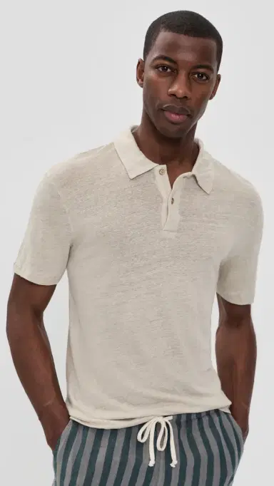 Alex Crane Linen Knit Polo Bone | Thumbnail 2 Alex Crane Linen Knit Polo Bone | Thumbnail 2