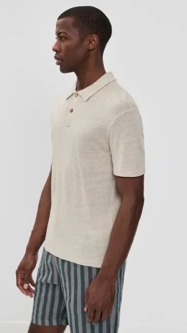 Alex Crane Linen Knit Polo Bone | Thumbnail 4 Alex Crane Linen Knit Polo Bone | Thumbnail 4