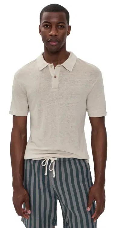 Alex Crane Linen Knit Polo Bone | Thumbnail 1 Alex Crane Linen Knit Polo Bone | Thumbnail 1
