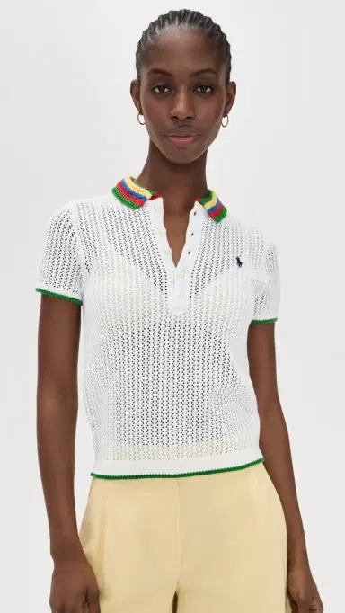 Polo Ralph Lauren Pointelle Stripe Polo | Thumbnail 2 Polo Ralph Lauren Pointelle Stripe Polo | Thumbnail 2