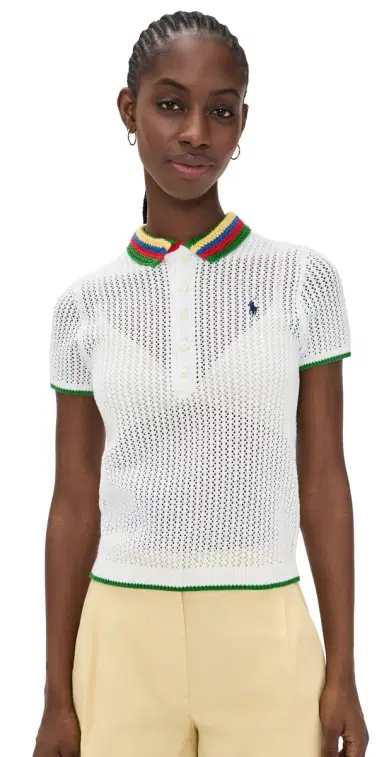 Polo Ralph Lauren Pointelle Stripe Polo | Thumbnail 1 Polo Ralph Lauren Pointelle Stripe Polo | Thumbnail 1