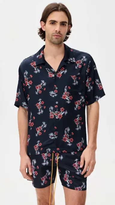 Rhude Turbo Floral Button Down Shirt Black/Red/ulti | Thumbnail 2 Rhude Turbo Floral Button Down Shirt Black/Red/ulti | Thumbnail 2