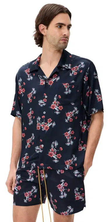 Rhude Turbo Floral Button Down Shirt Black/Red/ulti | Thumbnail 1 Rhude Turbo Floral Button Down Shirt Black/Red/ulti | Thumbnail 1