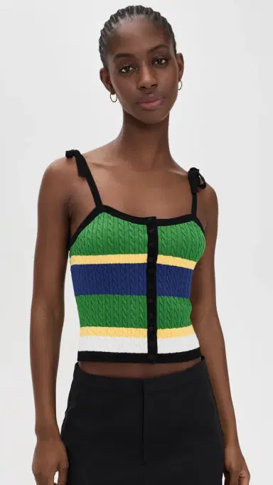 Polo Ralph Lauren icro Cable Stripe Tank Top Black | Thumbnail 2 Polo Ralph Lauren icro Cable Stripe Tank Top Black | Thumbnail 2