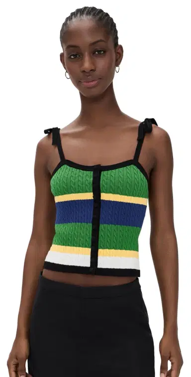 Polo Ralph Lauren icro Cable Stripe Tank Top Black | Thumbnail 1 Polo Ralph Lauren icro Cable Stripe Tank Top Black | Thumbnail 1