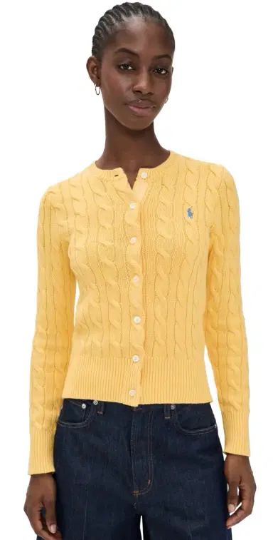 Polo Ralph Lauren Cable Knit Cardigan Beach Yello | Thumbnail 1 Polo Ralph Lauren Cable Knit Cardigan Beach Yello | Thumbnail 1