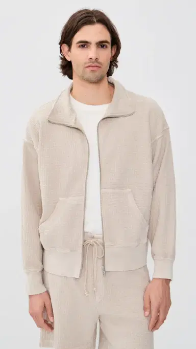 Asher Jean Waffle Zip Jacket Bisque S | Thumbnail 2 Asher Jean Waffle Zip Jacket Bisque S | Thumbnail 2
