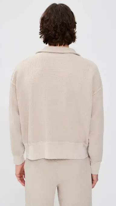 Asher Jean Waffle Zip Jacket Bisque S | Thumbnail 3 Asher Jean Waffle Zip Jacket Bisque S | Thumbnail 3