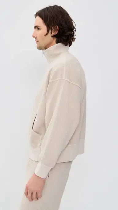 Asher Jean Waffle Zip Jacket Bisque S | Thumbnail 4 Asher Jean Waffle Zip Jacket Bisque S | Thumbnail 4